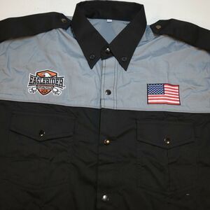 NEW EAGLERIDER MOTORCYCLES RACING AMERICAN FLAG SNAP UP PIT CREW WORK SHIRT XL